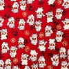 Japanese-style Japanese-style printed cute cartoon Maneki Neko fabric, all-cotton gold-embossed bag, DIY handmade fabric, gold powder fabric Item Picture